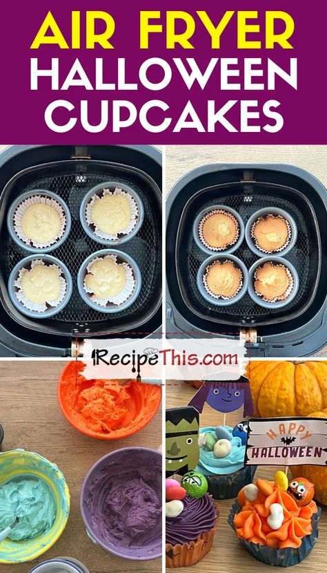 Air Fryer Easy Halloween Cupcakes Simple Halloween Cupcakes, Easy Halloween Cupcakes, Air Fryer Easy, Halloween Food Cupcakes, Air Fryer Fish, Buttercream Decorating, Easy Halloween Food, Soup Maker, Cook Smarts