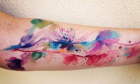 watercolor tattoos Grandfather Tattoo, Watercolour Tattoos, Tattoo Trend, Geniale Tattoos, Tatuaje A Color, Painting Tattoo, Home Tattoo, Rib Tattoo, Tattoo Trends