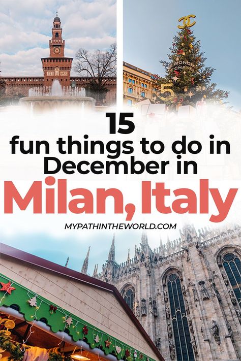 Wondering what are the best things to do in Milan in December and what's the city like at this time of the year? Well, the whole city lights up with decorations, the air is cold but the vibe is joyful, and there are Christmas markets near Milan's famous landmarks overflowing with unique gifts, delicious treats, and cheerful energy. To make the most of your winter trip, here are some fun activities for your bucket list. Milan In December, Christmas In Milan, Milan In Winter, Milan Christmas, Milano Winter, Things To Do In December, Things To Do In Milan, To Do In Milan, Skiing Holiday