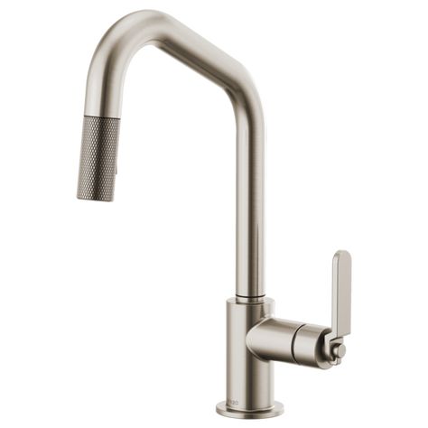 Pull-Down Faucet with Angled Spout and Industrial Handle : 63064LF-SS : Litze™ : Kitchen : Brizo Brizo Litze, Touchless Faucet, Pull Down Kitchen Faucet, Kitchen Technology, Black Kitchen Faucets, Kitchen Pulls, Single Handle Kitchen Faucet, Faucet Handles, Kitchen Sink Faucets