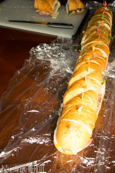 Submarine Sandwich Party, Sub Sandwiches For A Crowd, Sub Sandwich Bar Ideas Party, Party Subs For A Crowd, Sub Sandwich Ideas Party, Sub Sandwich Bar, Party Subs, Big Sandwich, Subway Sandwich