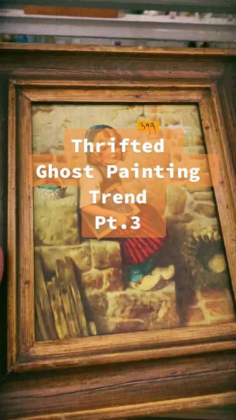 I’m having too much fun with this trend! 🖤👻🧡#summerween #fyp #spook... | Miranda Lambert | TikTok Thrifted Paintings, Painting On A Painting, Halloween Picture Painting Ideas, Ghostie Painting, Paint Ghosts On Pictures, Ghost In Pictures, Old Halloween Art, Witch Art Painting, Painting Over Goodwill Art