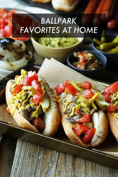 Hit a grand slam with your home team this week and whip up some delicious ballpark-inspired recipes! From chicken tenders and nachos to hot dogs and more, we've got all the ballpark food ideas you need to relish the experience of sitting behind home plate right from the comfort of your own couch. Click the link to view all our ballpark recipes! #baseball #hotdogs #nachos Ballpark Food Ideas, Ballpark Food, Hot Dog Sauce, Ready Set Eat, Home Plate, Food Favorites, Game Day Food, Home Team, Opening Day