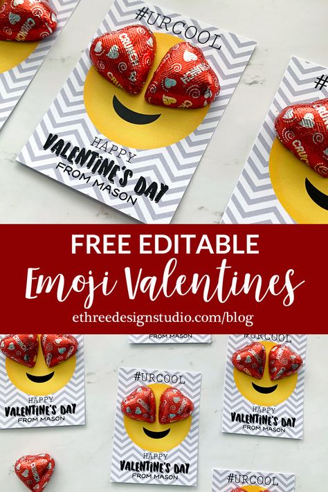 Free Printable Emoji Valentine School Emoji, Emoji Printables, Emoji Valentines, Free Emoji, School Valentines, Dinosaur Valentines, Heart Shaped Candy, Printable Valentines Cards, Valentine Tags