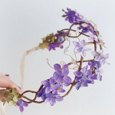 Lilac Flower Crown, Purple Butterfly Crown, Flower Crown Purple, Lilac Crown, Purple Flowers Aesthetic, Lilac Quinceanera Dresses, Lilac Quinceanera, Farrah Goodfairy, Coffee Hair Dye