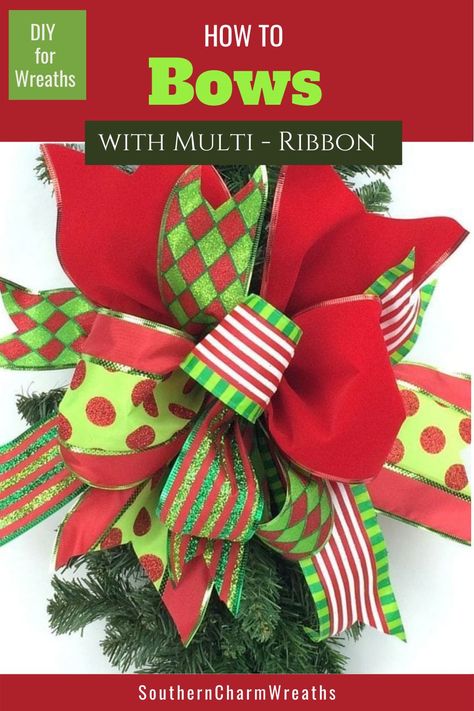 Funky Bow, Bows Diy Ribbon, Diy Bows, Bow Christmas, Wrapping Ideas, Wreath Bow, Diy Bow, Christmas Wreaths Diy, Christmas Bows