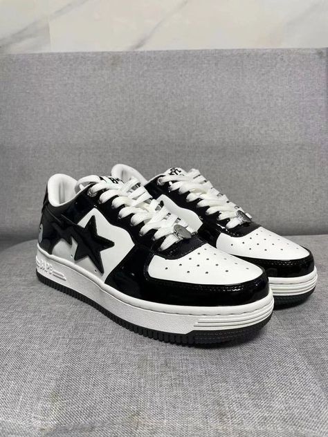 Bapesta Shoes, Bape Shoes, Black Patent Leather Shoes, Trendy Shoes Sneakers, Dr Shoes, Pretty Shoes Sneakers, Shoes Outfit Fashion, Shoe Wishlist, Clothes Black