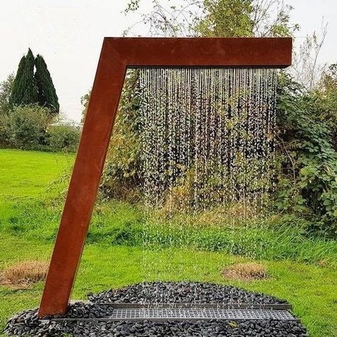 Rain Curtain, Taman Air, Outdoor Water Features, Garden Water Fountains, Garden Water Feature, Diy Garden Fountains, Fountains Backyard, Indoor Water Fountains, Backyard Water Feature