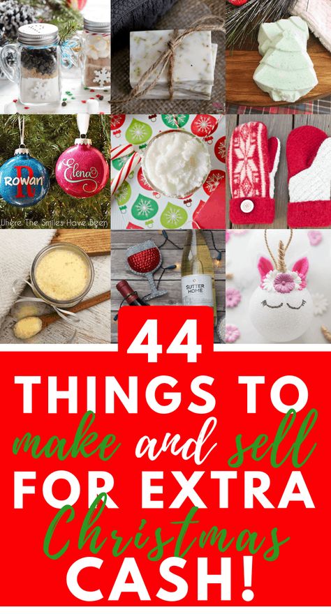 Do you need some extra cash for the holidays? Here are 44 amazingly cute things to make and sell at home for extra money this Christmas. Put your diy skills to the test and earn holiday shopping money! #crafts #sidehustles #holidays #christmas Christmas Crafts To Sell Make Money, Cute Things To Make, Things To Make And Sell, Money For Christmas, Frugal Christmas, Christmas Crafts To Sell, Christmas Gifts To Make, Christmas Craft Fair, Christmas Crafts To Make