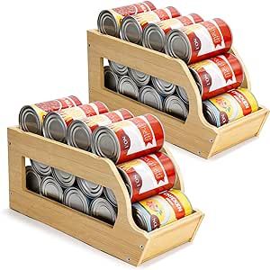 Bamboo Can Organizers and Storage for Pantry, Soda Can Organizer Beverage Drink Holders, Stackable Canned Goods Organizer Can Dispenser for Pantry, Kitchen, Cabinet (2 Pack) Pantry Door Organizer, Can Dispenser, Can Organizers, Pantry Organizers, Pantry Shelving, Can Storage, Shelving Racks, Pantry Shelf, Can Organizer