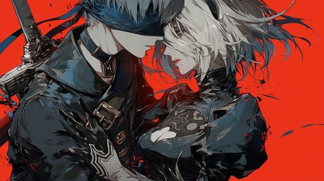 X 9s And 2b, Copic Drawings, Nier Automata, Cyberpunk Art, 영감을 주는 캐릭터, Anime Poses, Otaku Anime, Cool Artwork, Anime Character