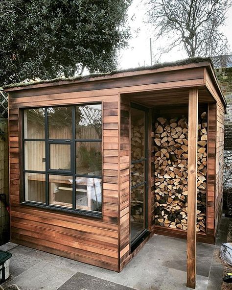 Building A Sauna, Log Storage, Garden Pods, Sauna House, Garden Cabins, Small Sheds, Garden Workshops, Backyard Studio, Sauna Design