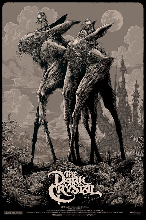 The Dark Crystal Poster by Ken Taylor for Mondo (Artist Copies Onsale Info) Crystal Poster, Dark Crystal Movie, Ken Taylor, Crystal Tattoo, Crystal Stickers, Dark Crystal, Pop Culture Art, The Dark Crystal, Alternative Movie Posters