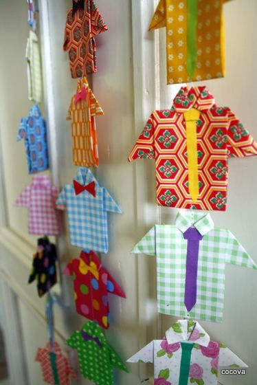 Father's Day decoration - origami shirt and tie. Diy Origami Home, Diy Origami Home Decor, Origami Decor, Origami Home Decor, Origami Shirt, Clay Tips, Origami Decoration, Origami Dress, Paper Clothes