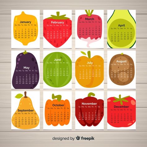 Daily Calendar Design, Fruit Calendar, Food Calendar, Seasonal Calendar, Meal Calendar, Calendar Design Template, Modern Calendar, Creative Calendar, Seasonal Vegetables