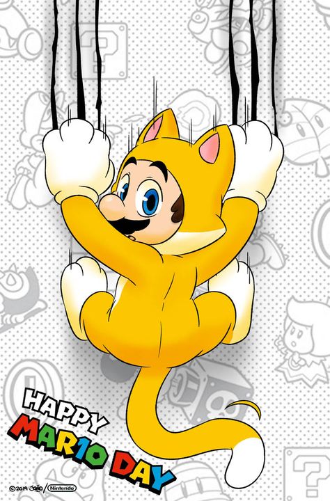 Cat Mario - Happy MAR10 Day + Speed Art by https://www.deviantart.com/joaoppereiraus on @DeviantArt Super Mario Cat, Super Mario Tattoo, Cat Mario, Mario Day, Princess Peach Party, Good Phone Backgrounds, Mario Tattoo, Mario Fan Art, Shigeru Miyamoto