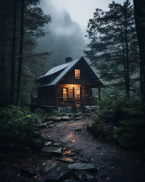 Whiskey Bent & Hell Bound Cottage Forest, Little Cabin In The Woods, Cabin Aesthetic, Log Cabin Rustic, Cabin Inspiration, Forest Cabin, Welcome To My House, Little Cabin, A Cabin