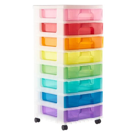 8-Drawer Rainbow Rolling Cart | The Container Store Hobby Storage, Plastic Storage Drawers, Rolling Storage Cart, Organize Craft Supplies, Rolling Storage, Rolling Cart, Plastic Drawers, Office Crafts, Shop Storage