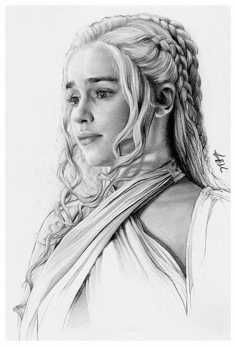 Daenerys Targaryen Drawing, Game Of Thrones Drawings, Dessin Game Of Thrones, Daenerys Targaryen Art, Realistic Pencil Drawings, Targaryen Art, Sketches Pencil, 얼굴 그리기, Drawing Faces