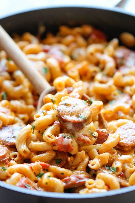 Andouille Sausage Pasta, Andouille Sausage Recipes, Smoked Sausage Pasta, Sausage Skillet, Sausage Dinner, Sausage Pasta Recipes, Skillet Pasta, Sausage Dishes, Andouille Sausage