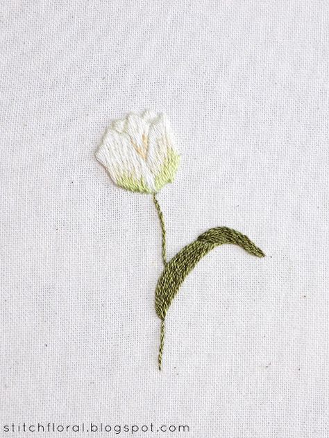 Tulip hand embroidery tutorial Tulips Embroidery Design, Tulip Embroidery Pattern, Simple Tulip Embroidery, Tulip Embroidery Design, Tulip Flower Embroidery Design, Tulip Ribbon Embroidery, Embroidered Tulips, Tulip Embroidery, Trendy Embroidery