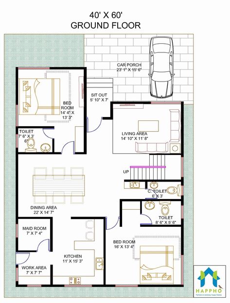 Vastu Complaint 1 Bedroom (bhk) Floor Plan For A 20 X 30 Feet Plot (600 Sq Ft Or 67 Sq Yards). Check Out For… 40x60 House Plans, 1500 Sq Ft House, Square House Plans, 30x40 House Plans, House Plan With Loft, 2bhk House Plan, Unique House Plans, Duplex Plans, Indian House Plans