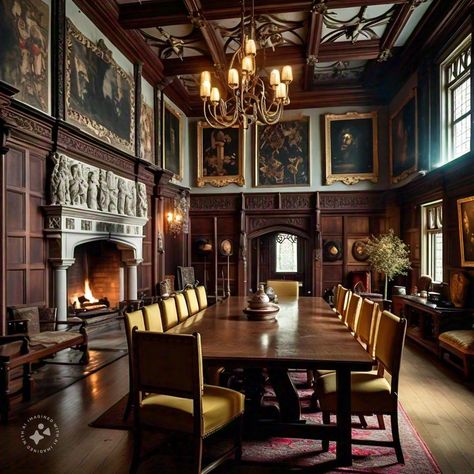 Manor Dining Room, Classic English Interiors, Formal Dining Room Decor, Dream Architecture, Amy March, Castle Home, English Interior, Gothic Castle, Van Horn