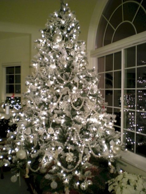 Awesome silver and white christmas tree decorating ideas 16 White Christmas Tree Decorations, Christmas Tree Decorating Ideas, White Christmas Tree Ideas, Tree Decorating Ideas, Christmas Trinkets, Christmas Tree Decorating, Beautiful Decorations, Silver Christmas Tree, A White Christmas