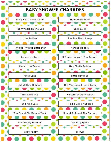 Baby Shower Charades Game - free printable #BabyShower Baby Shower Charades, Baby Shower Songs, Nursery Rhyme Game, Pinterest Baby, Free Printable Baby Shower Games, Charades Game, Nursery Rhymes Games, Bear Nursery, Baby Shower Activities