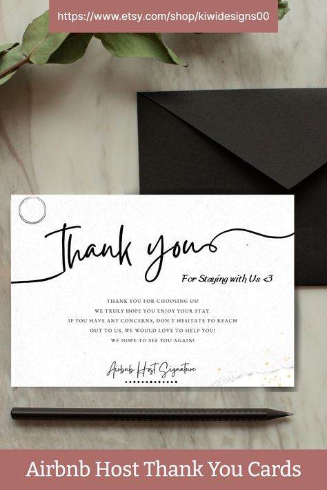 Modern Classy Aesthetic Simple Airbnb Host Thank You For your Stay Card, Rental Guest Greeting, Size: A6 Color: Black White, Edit in Canva, with Instructions pdf Hotel Card, Farewell Cards, Eco Hotel, Welcome Card, Thanks Card, Airbnb Host, Classy Aesthetic, Hotel Guest, Editable Template