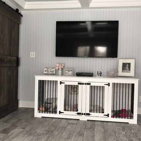 Crate Furniture Ideas, Kennel Plans, Diy Dog Crate, Wooden Dog Kennels, Dog Crate Furniture, Rustic Barn Door, Crate Furniture, Dog Rooms, Dog Furniture