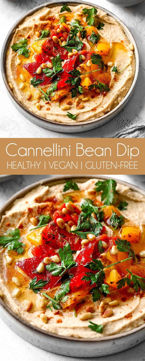 Vegetarian Layered Bean Dip, Canneli Bean Dip, Canelli Bean Dip, Canneli Bean Recipes Vegan, Canned Cannellini Bean Recipes, Cannalenni Bean Recipes, Canelli Beans Recipe, Canneli Beans, Canneli Bean Recipes