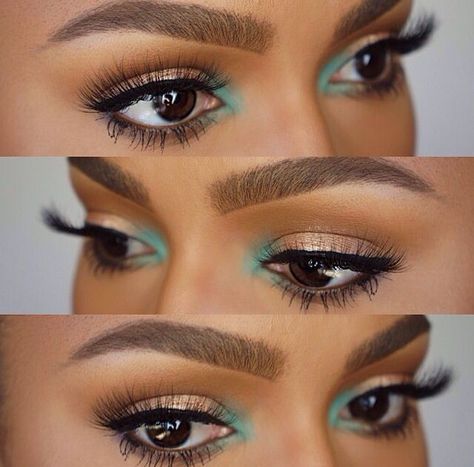 Sea of Green (and Teal) [inspiration] - Album on Imgur Flutter Lashes, Makeup Kits, Eyebrows On Fleek, Makeup For Black Women, Makeup Goals, Flawless Makeup, Eye Make, Makati, Gorgeous Makeup