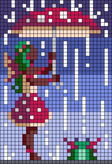 Pixie Frog, Toadstool Fairy, Perler Designs, Small Patterns, Crochet Graphs, Cross Stitch Beginner, Easy Pixel Art, Pixel Crochet, Kandi Patterns