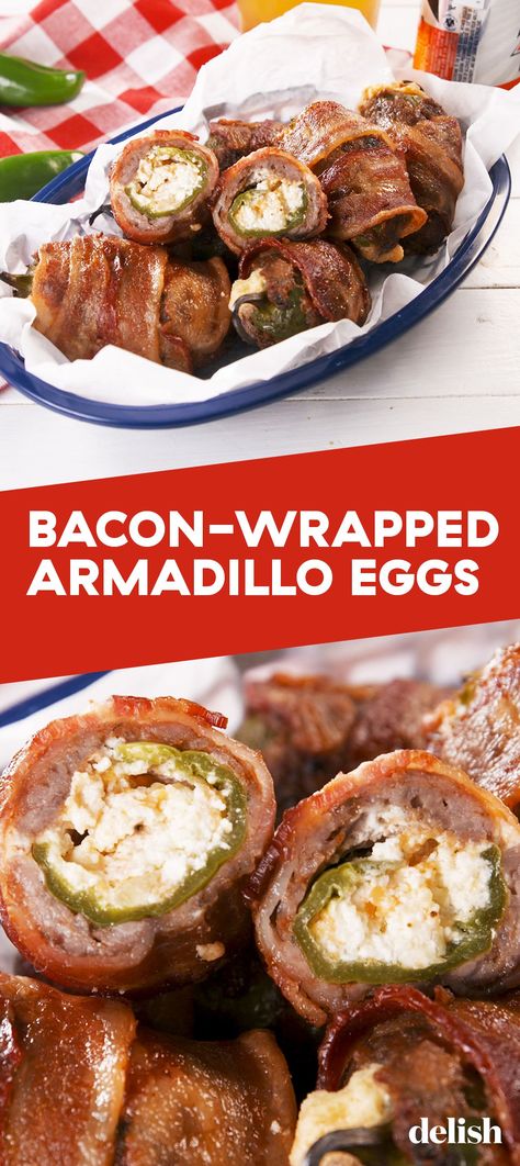 Bacon Wrapped Armadillo Eggs, Bacon Wrapped Eggs, Armadillo Eggs Recipe, Eggs Oven, Top Appetizers, Armadillo Eggs, Oven Recipe, Sugar Free Syrup, Dinner Appetizers