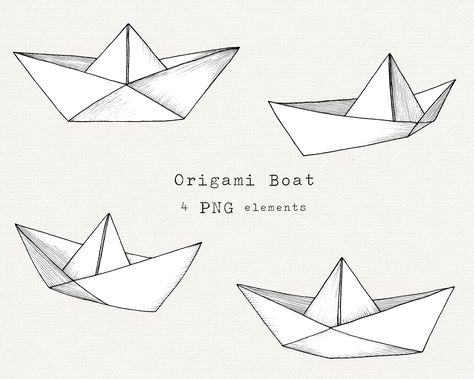 Origami Sailboat, Boat Png, Boat Tattoo, Boat Illustration, Cute Graphics, Origami Boat, Boat Drawing, Art Origami, 4 Elements