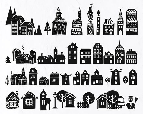 House Silhouette, Clothes Printing, Village Christmas, House Template, Christmas Window Decorations, Silhouette Cameo Machine, Christmas Town, Make It Easy, Christmas Scene