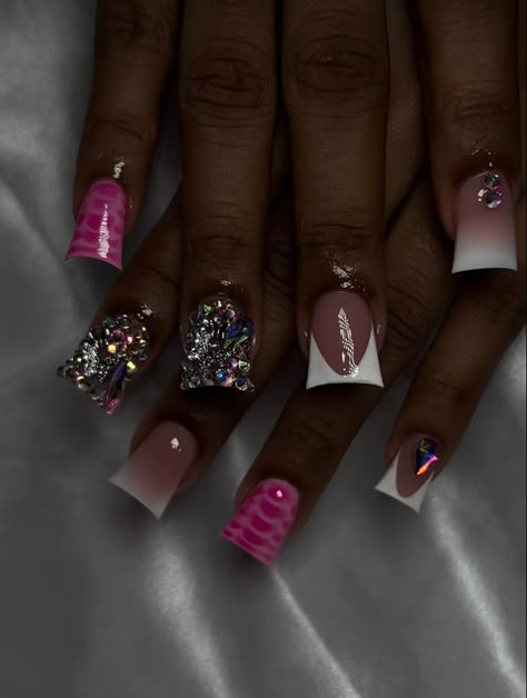 Nail Inspo Medium Length, Acrylic Toe Nails, Hard Nails, Duck Nails, Cute Simple Nails, Diy Acrylic Nails, Drip Nails, Simple Gel Nails, Nails Design With Rhinestones