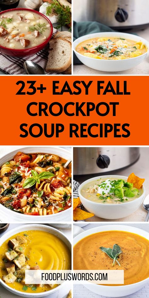 Warm up with these yummy slow cooker soup recipes! They are super easy to make since the crockpot does all the work for you. Just dump ingredients in and let it cook into a hearty and flavorful meal. These cozy soups are perfect for fall, keeping you cozy on chilly days. Whether you're looking for healthy options or kid-friendly choices, there's a delicious soup here for everyone to enjoy. Super Easy Soup Recipes | Crockpot Soup Ideas | slow cooker soup recipes | slow cooker soup recipes healthy Crockpot Soup Recipes Fall, Best Slow Cooker Soup Recipes, Fall Soup Crockpot, Autumn Soup Recipes Crock Pot, Slow Cooker Fall Soups, Best Crockpot Soups For Fall, Warm Soups For Cold Days, Crockpot Fall Soup Recipes, Fall Crockpot Soup Recipes