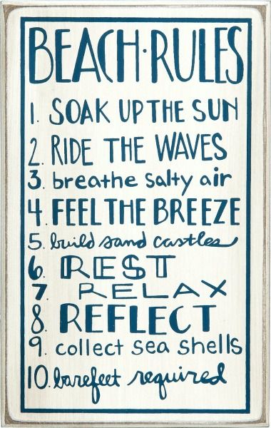 Beach Rules for Wall Decor - Coastal Decor Ideas Interior Design DIY Shopping Beach Rules Sign, Beach Rules, Florida Cottage, Ocean Home Decor, Beach House Signs, Sea House, Journaling Cards, Primitives By Kathy, Beach Signs