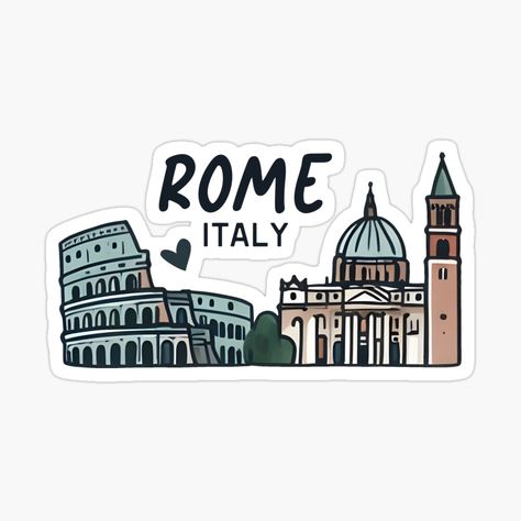 Get my art printed on awesome products. Support me at Redbubble #RBandME: https://www.redbubble.com/i/sticker/Rome-Italy-by-WanderlustCoCo/164975608.EJUG5?asc=u Europe Stickers, Italy Stickers, Senior Jackets Patches, Senior Jackets, Pasta Art, Travel Journal Scrapbook, St Peters Basilica, 2023 Art, Cute Illustrations