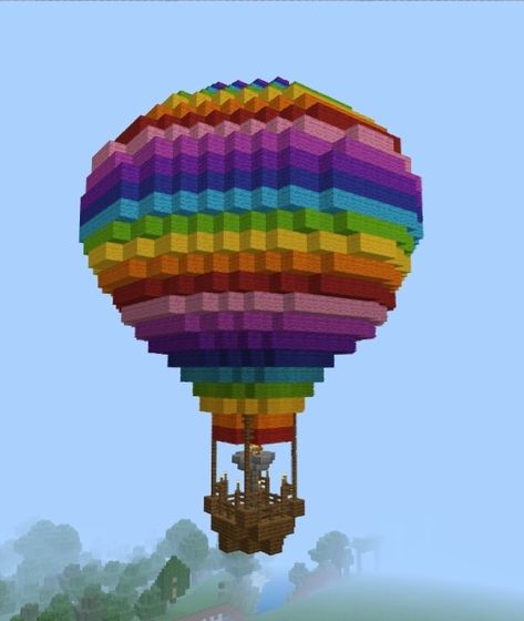 Minecraft pixel art Minecraft Hot Air Balloon, Minecraft Carnival, Minecraft Park, Hot Air Balloon Design, Minecraft Inspo, Goblin Core, Minecraft Pixel Art, Minecraft Builds, Minecraft Building