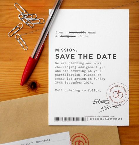 james bond wedding stationery / save the date by Catherine Ings, via Behance. Maybe add some lace or ribbon? 007 Invitation, 0050 James Bond Party, James Bond Party Invitation, James Bond Save The Date, James Bond Wedding, 007 Theme, 007 Party, James Bond Theme Party, James Bond Intro