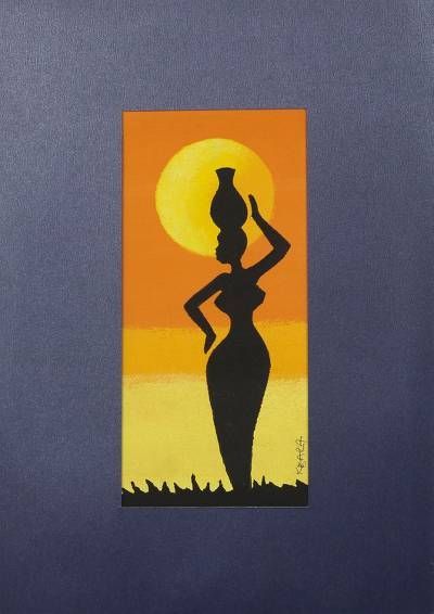 Paintings Of African Women, African Woman Silhouette Painting, Easy African Paintings, Simple Composition Painting, Drawing African Woman, Painting Ideas Black Women, Black Woman Canvas Art, African Art Drawings, Black Women Paintings Easy