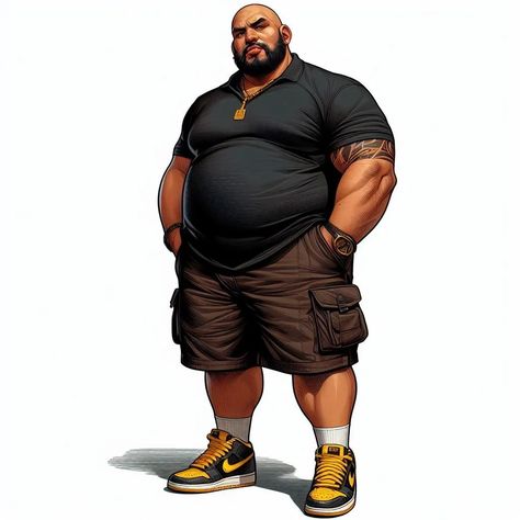 Character Design Big Man, Fat Man Reference, Fat Man Drawing, Fat Character, Hip Hop Wallpaper, Skeleton Warrior, Old Fat, Model Sketch, Swag Cartoon