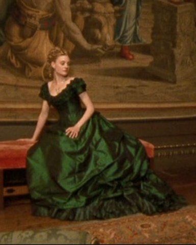 Daniel Deronda, 1870's ball gown - Luscious green dress! She is gorgeous in this! 1870s Dress Ball Gowns, 1800 Ball Gowns, 1800s Ball Gown, Green Victorian Dress, 1800s Gown, Daniel Deronda, 1950s Ball Gown, Ball Gowns Victorian, French Dresses