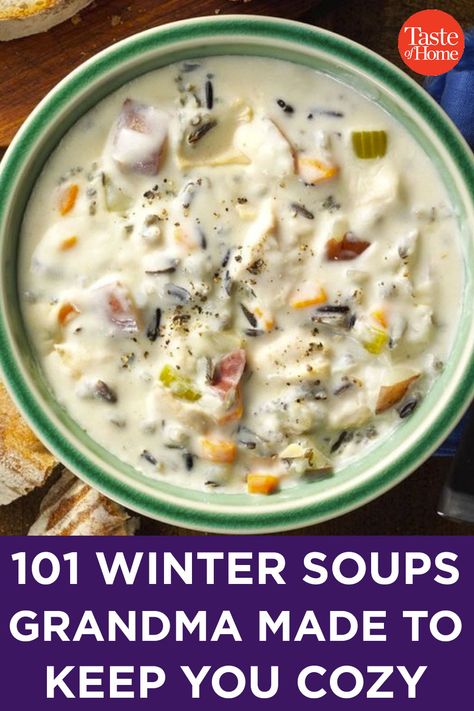 Winter Soups And Stews Comfort Foods, Best Cold Weather Soup, Winter Foods Comfort, Cold Weather Food Crock Pots, Grandmas Soup Recipes, Cold Weather Soups And Stews, Christmas Eve Soup Recipes, Snow Day Meals Comfort Foods, Easy Soup For A Crowd