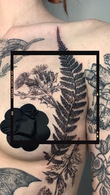 Armpit Tattoo, Symmetrical Tattoo, Fern Tattoo, Torso Tattoos, Back Piece Tattoo, Pieces Tattoo, Side Tattoos, Chest Piece, Black Ink Tattoos