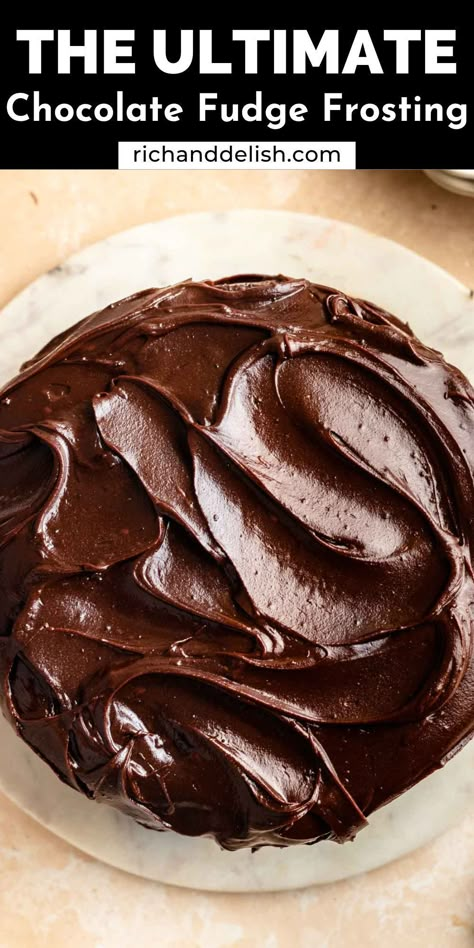 Chocolate Fudge Ganache, Chocolate Frosting For Cookies, Fudge Chocolate Frosting, Chocolate Fudge Buttercream Frosting, Fudge Icing For Cake, Fudge Filling For Cake, 3 Ingredient Chocolate Frosting, Chocolate Cake Filling Recipes, Chocolate Frosting Recipe Buttercream