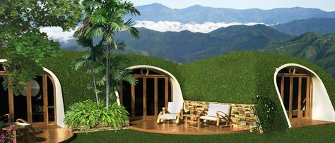 Green Magic Homes, Modern Eco Friendly Home, Prefab Houses, Landscaping Software, Earth Sheltered, Dome Home, Green Magic, Hobbit House, Earth Homes